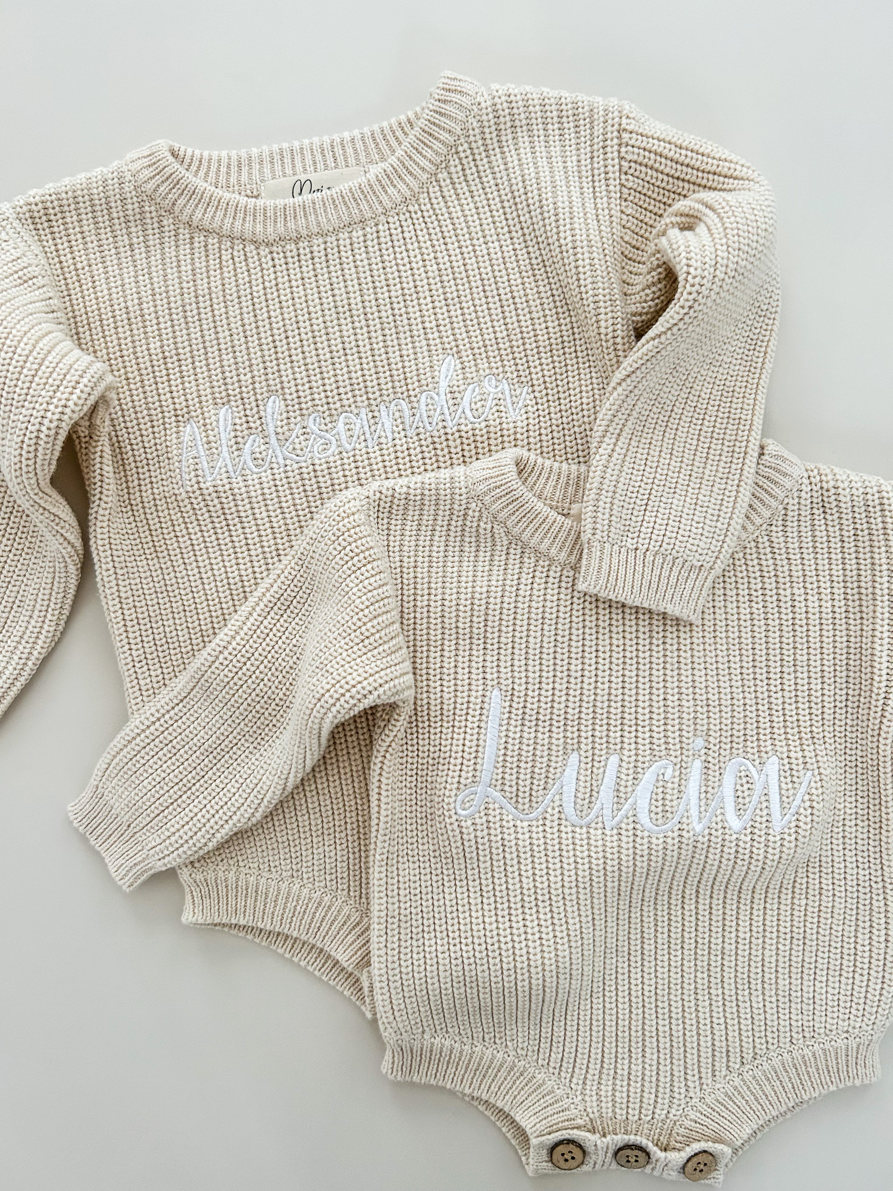 RIBBED KNIT ROMPER - OAT