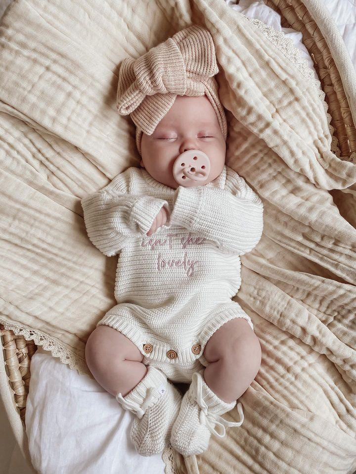 COTTON GAUZE LACE BLANKET - BEIGE