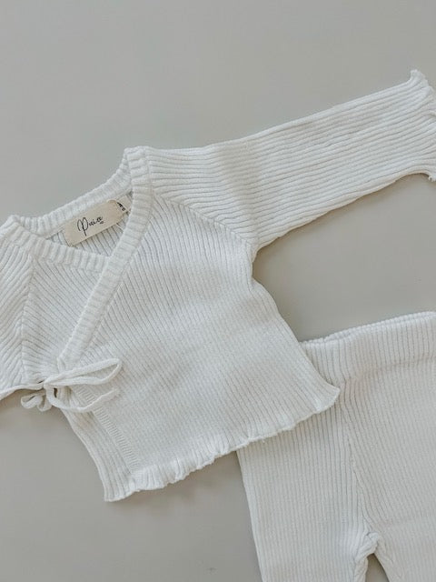 RIBBED KIMONO SET | MILK