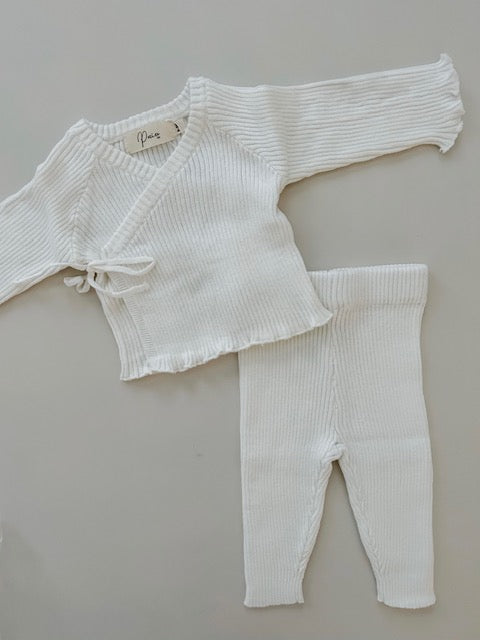 RIBBED KIMONO SET | MILK