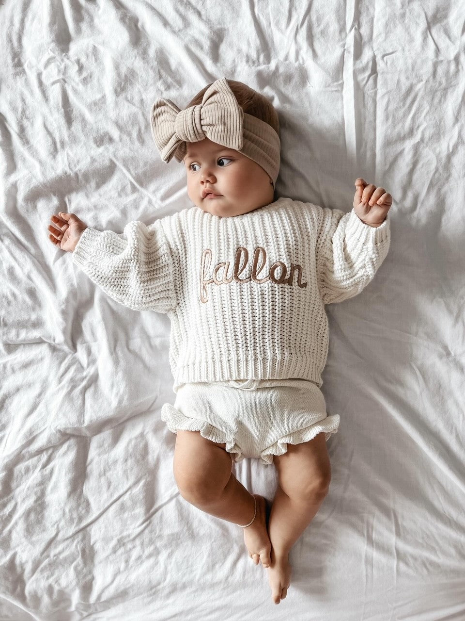 KNIT FRILL BLOOMERS - WHITE