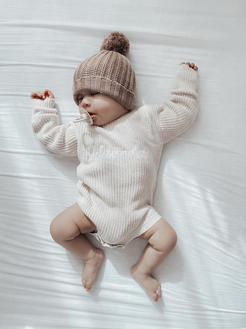 RIBBED KNIT ROMPER - OAT