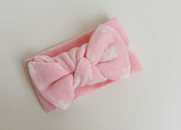 KNIT OVERSIZED TOPKNOT - PINK FLOWERS