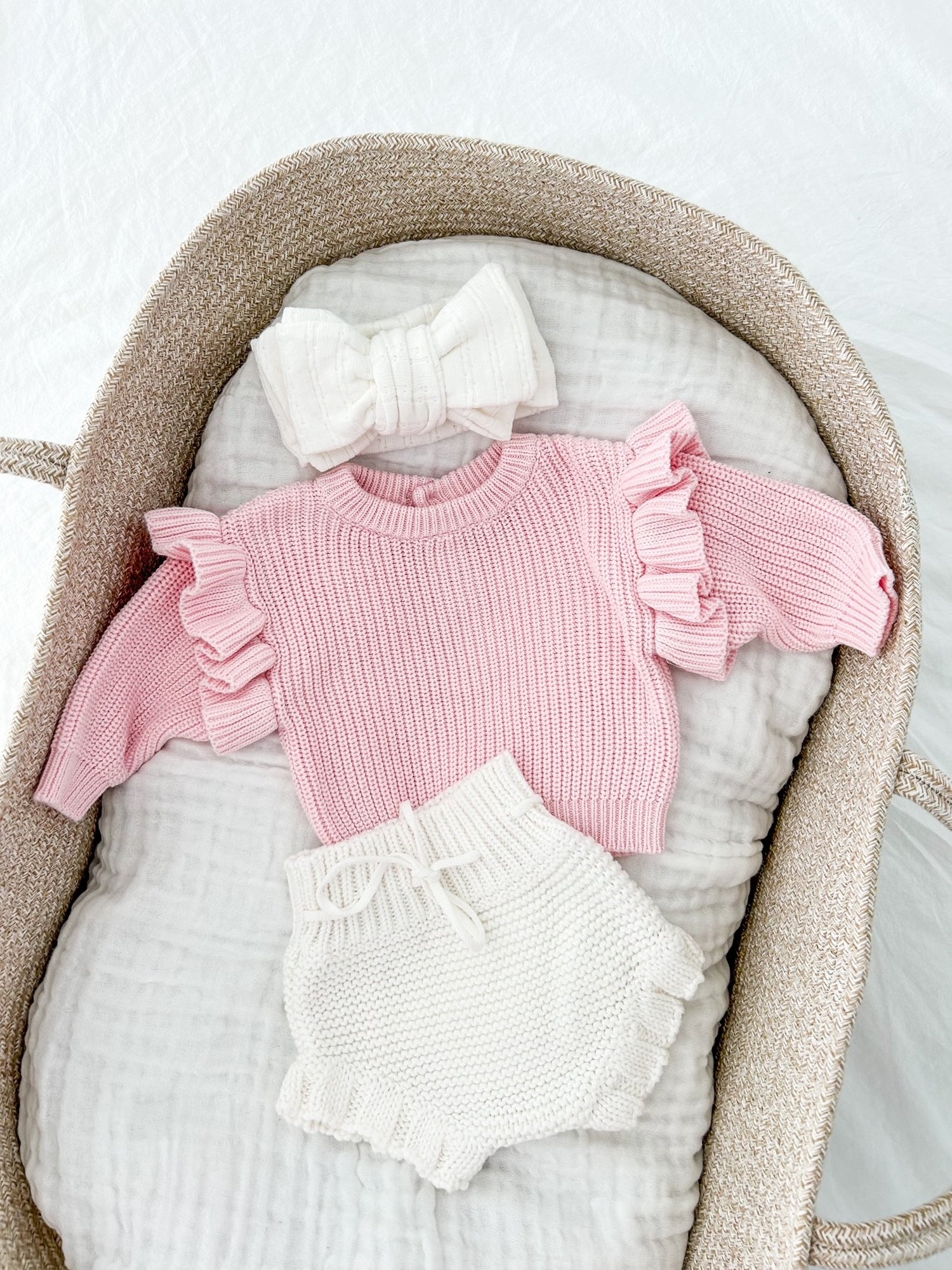 FRILL KNIT JUMPER - BABY PINK
