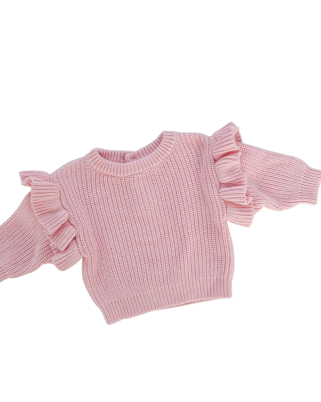 FRILL KNIT JUMPER - BABY PINK