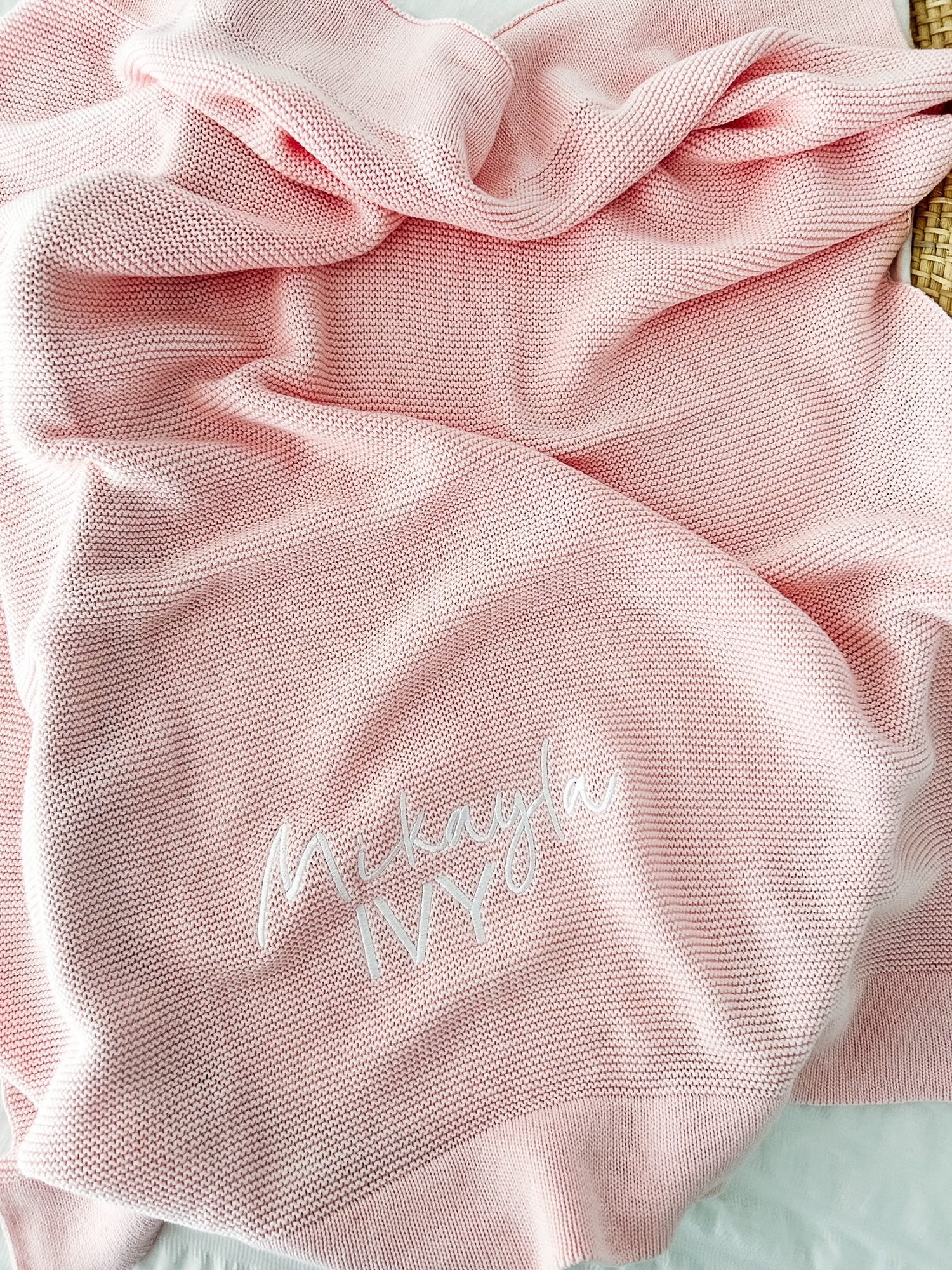 THICK BOARDER PERSONALISED BABY BLANKET | PINK