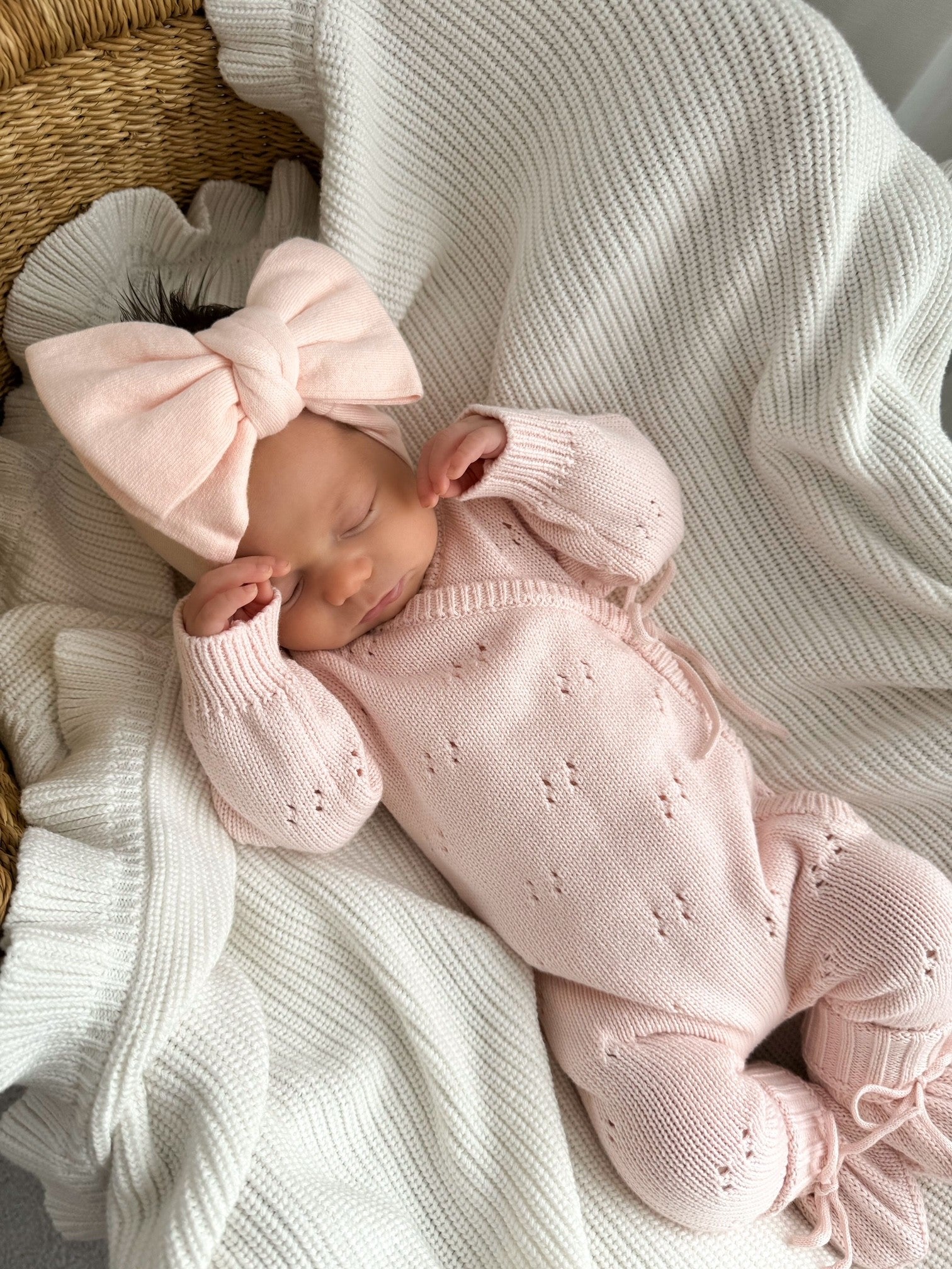 POINTELLE LONG ROMPER BABY PINK – Petite Co au - Main Image
