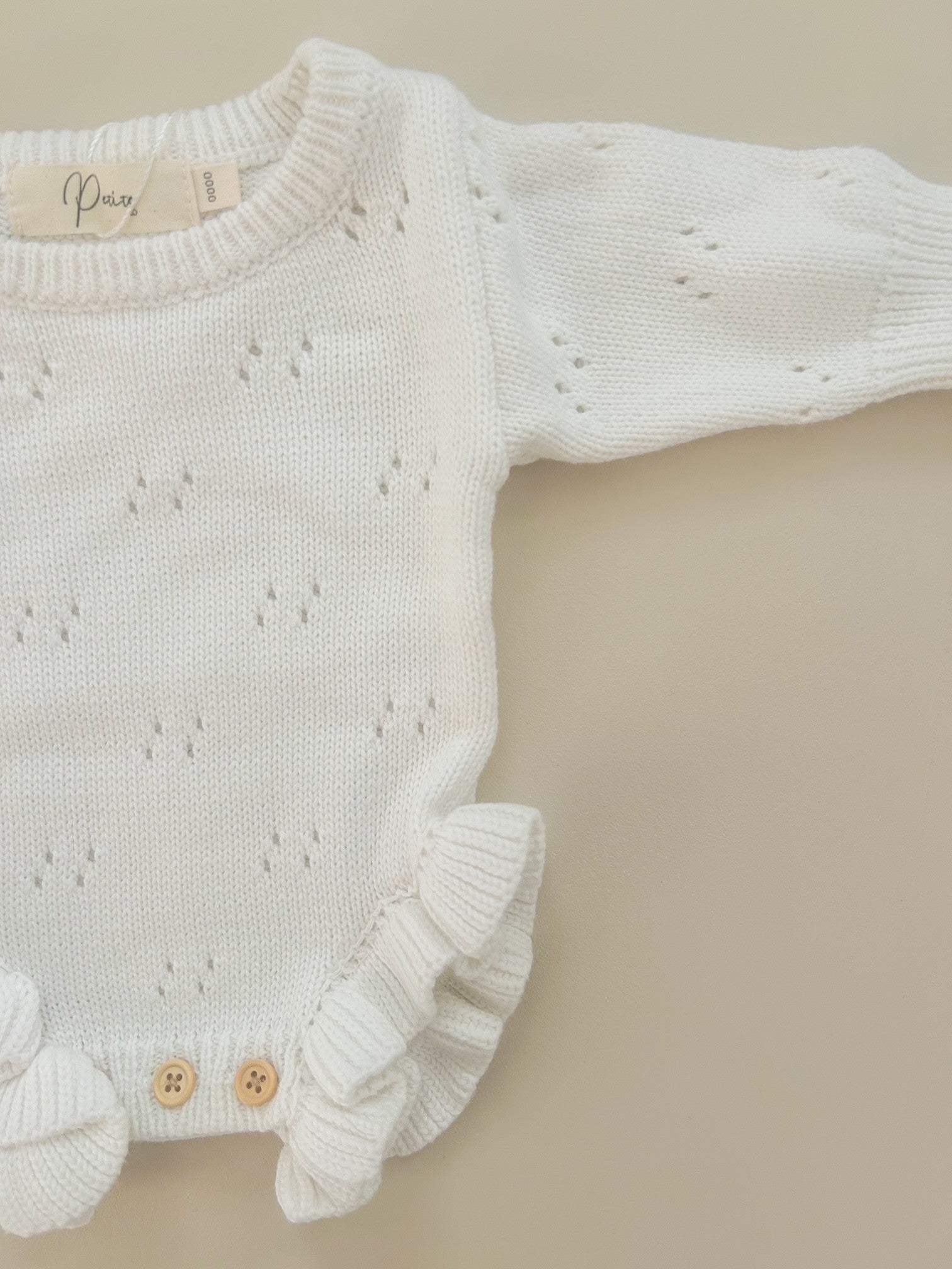 POINTELLE FRILL ROMPER - MILK