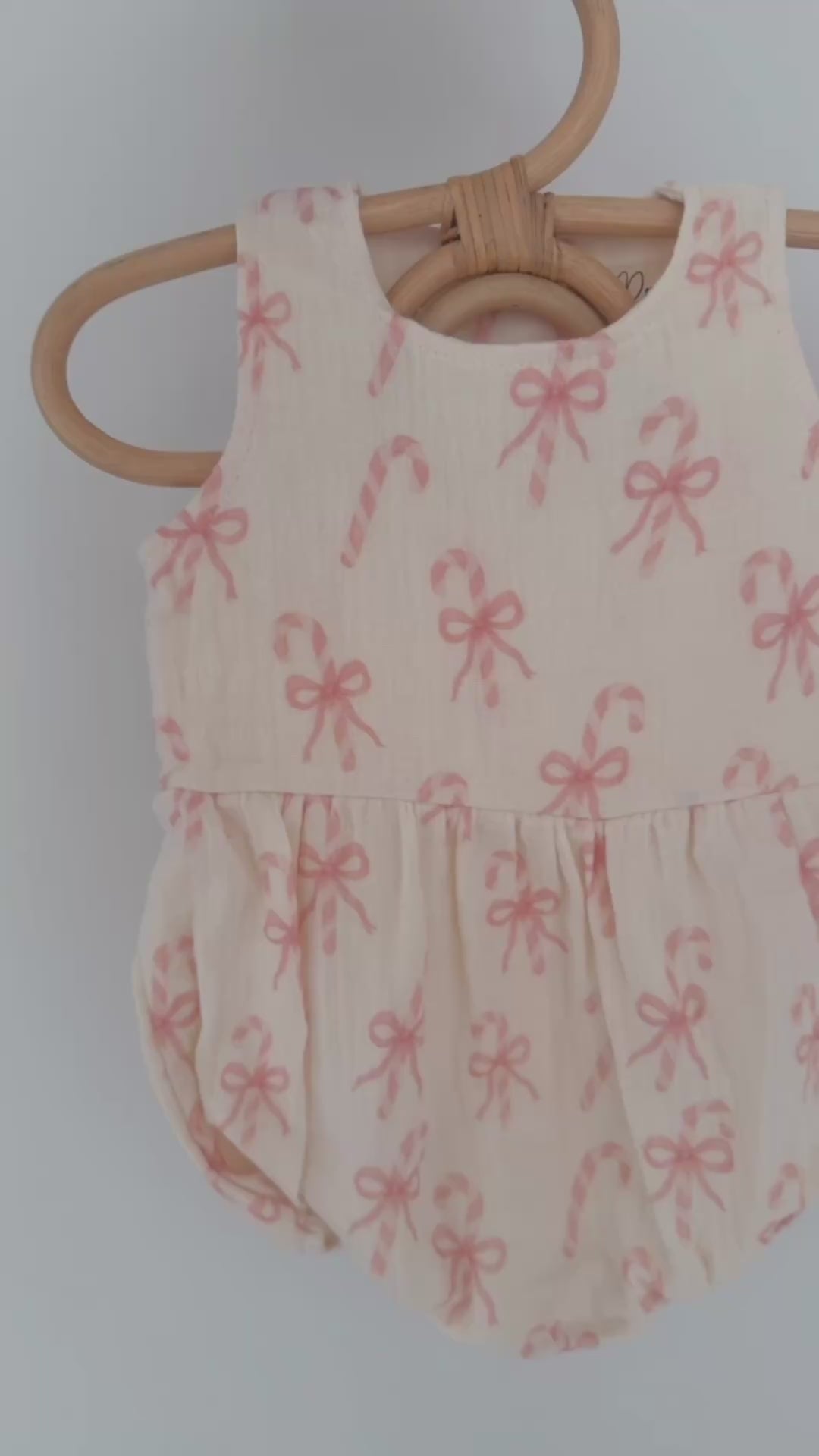 MUSLIN BOW CANDY CANE ROMPER