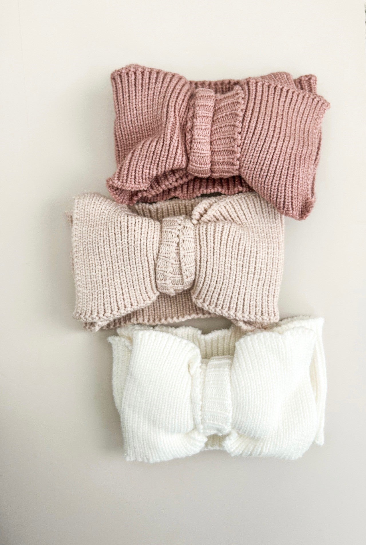 RIBBED KNIT OVERSIZED BOW - DUSTY