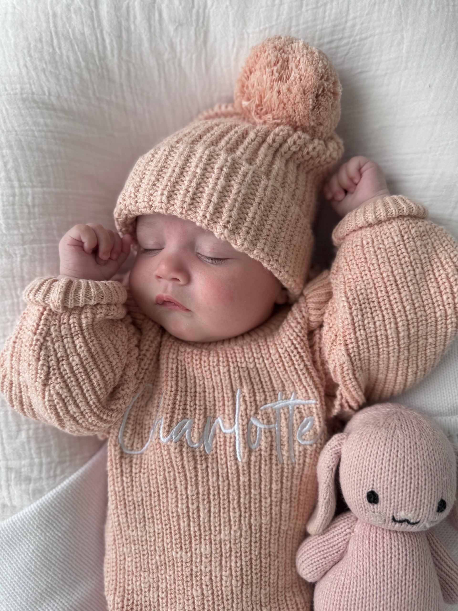 CHUNKY TEXTURED KNIT BEANIE | ROSE