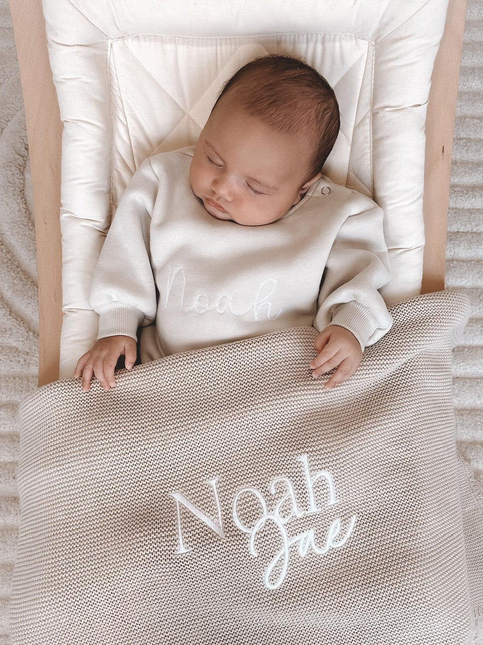 SCALLOP PERSONALISED BABY BLANKET | BEIGE