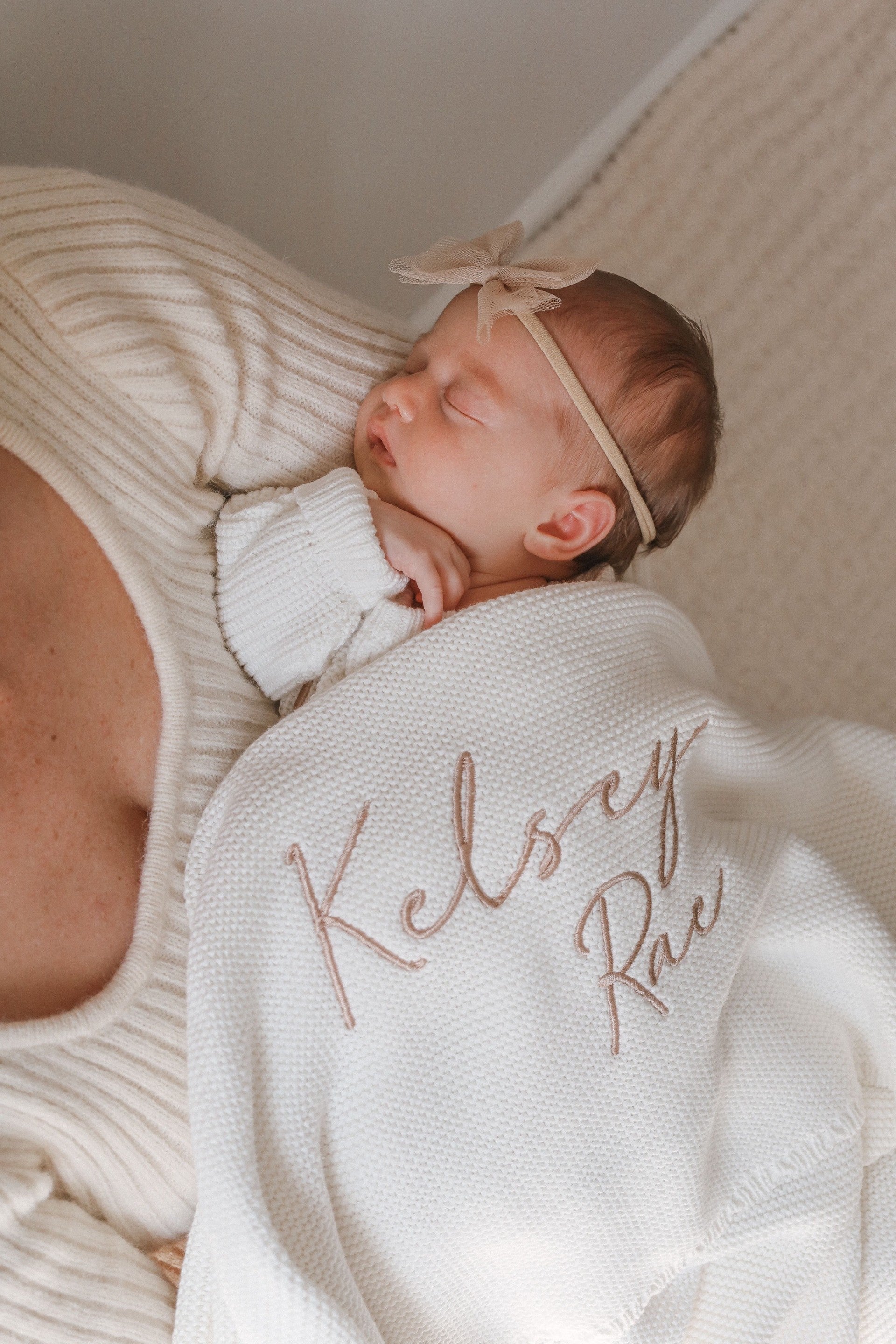 SCALLOP PERSONALISED BABY BLANKET | MILK