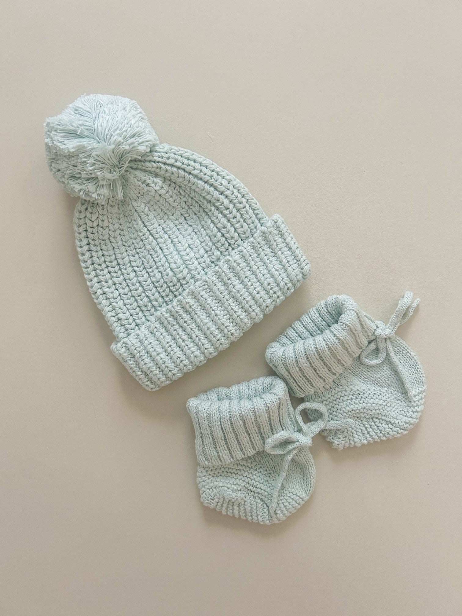 CHUNKY TEXTURED KNIT BEANIE | SEA MIST