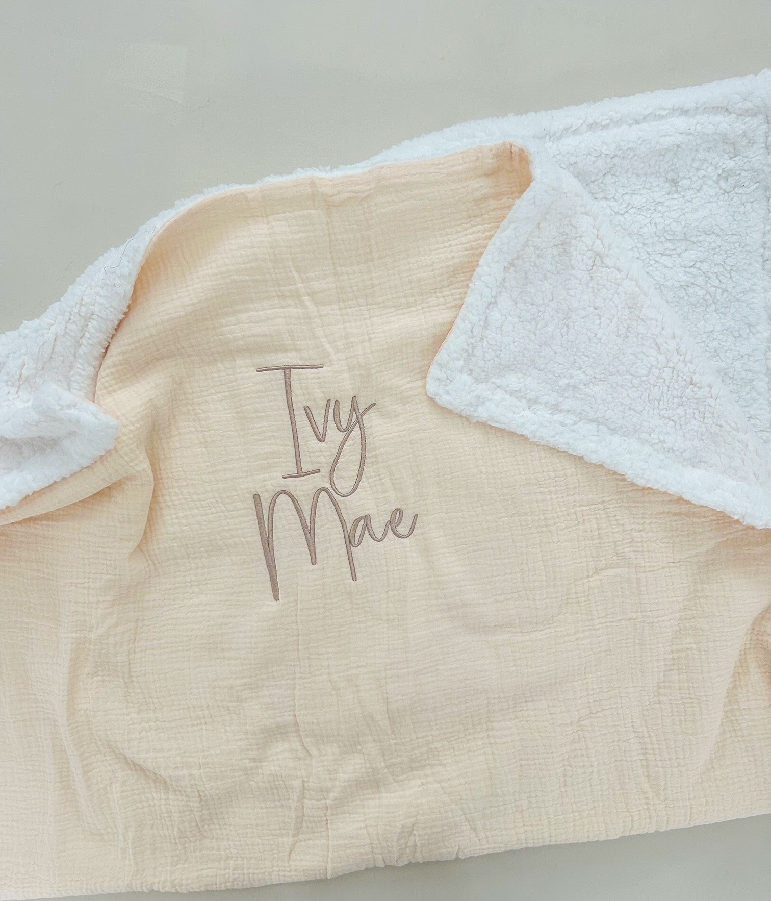 SHERPA TEDDY MUSLIN BLANKET | BUTTER
