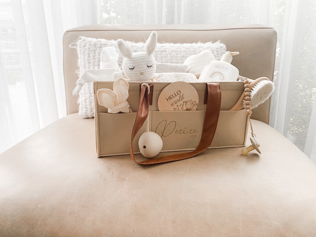 NAPPY CADDY ORGANISER - LATTE