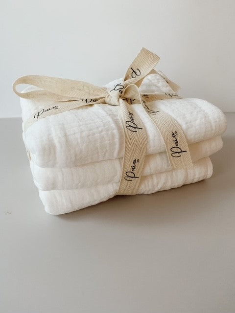 BURP CLOTHS (3 PACK) - WHITE