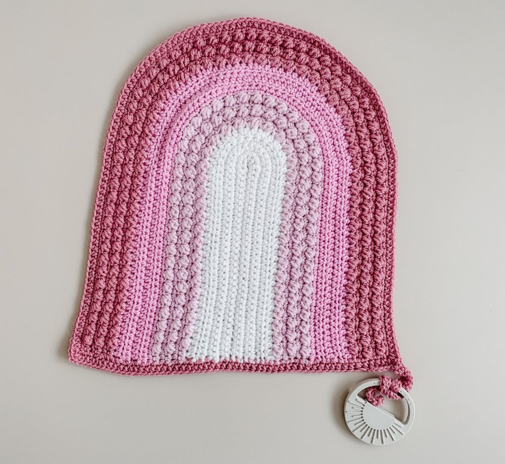 RAINBOW LOVEY / SECURITY BLANKET - PINK/WHITE