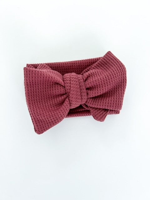CHUNKY WAFFLE BOW HEADBAND - PLUM