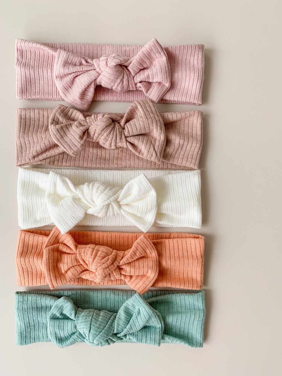RIBBED PETITE BOW HEADBAND - FERN