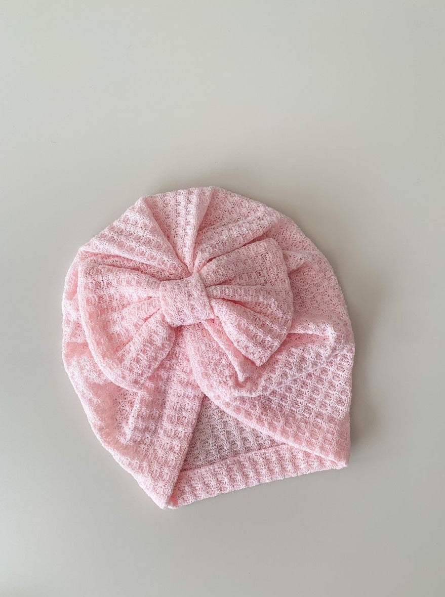WAFFLE BOW TURBAN - PINK