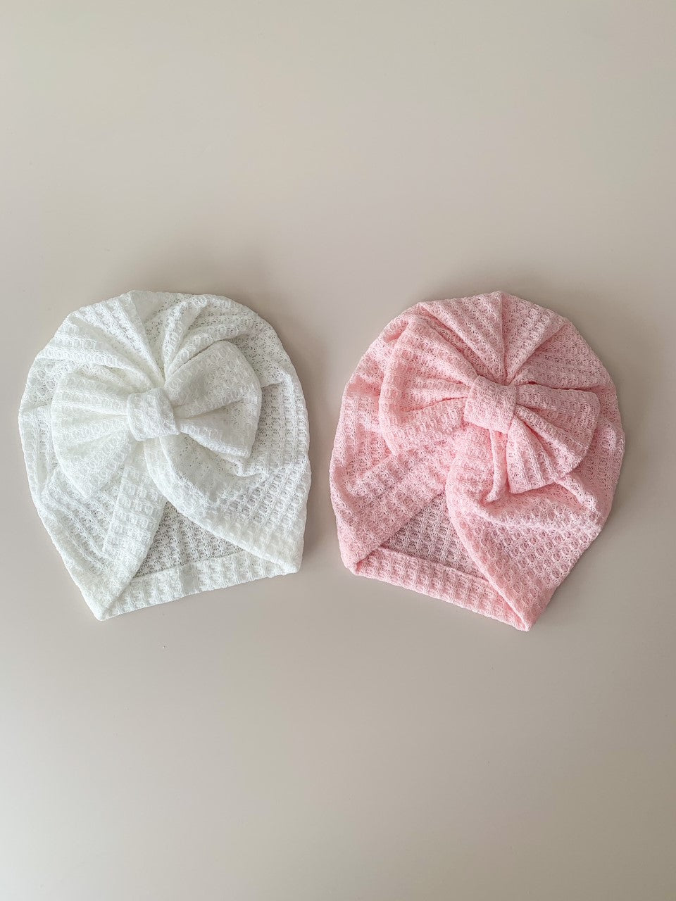 WAFFLE BOW TURBAN - WHITE