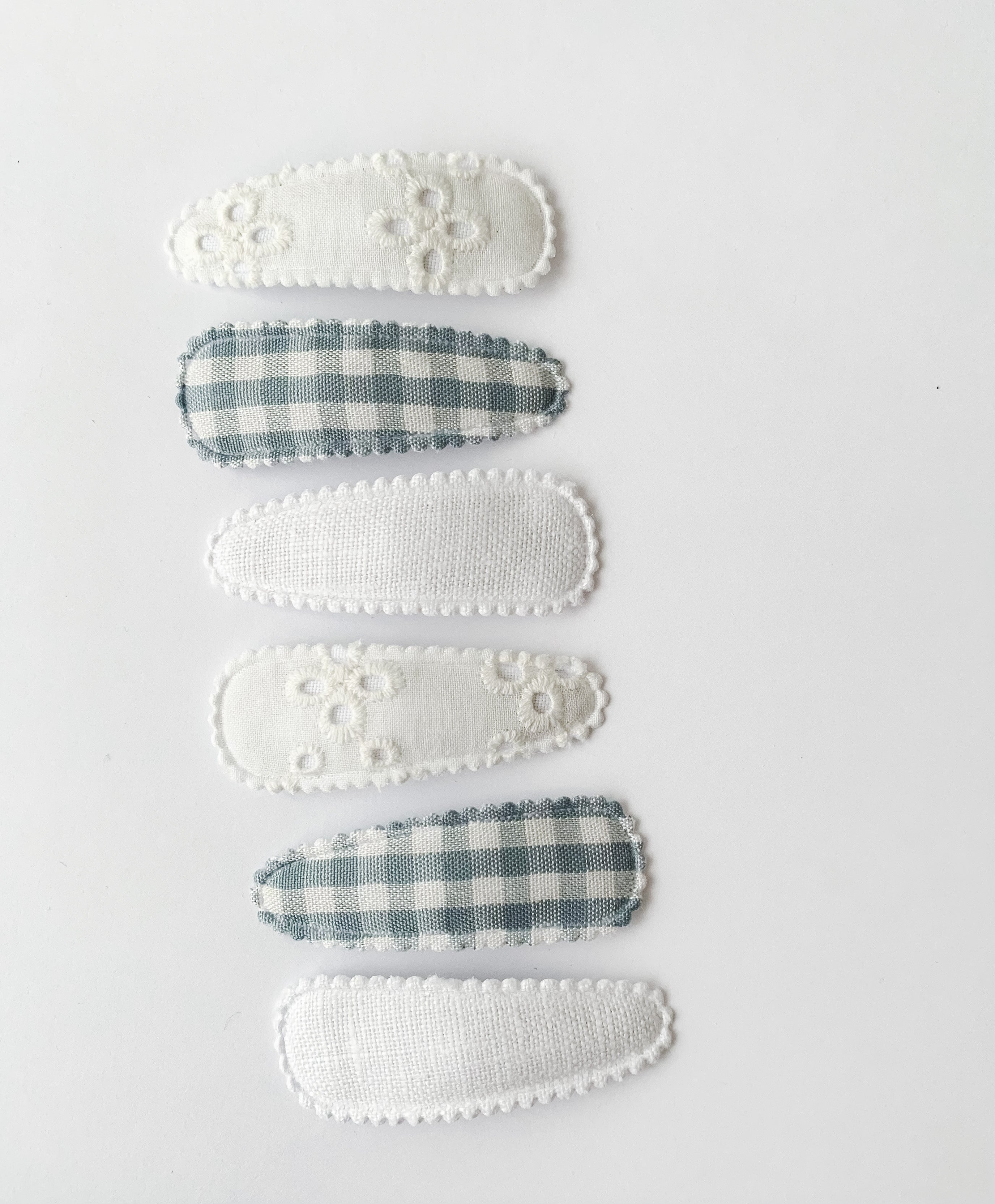 gingham blue white floral snap clips girls australia