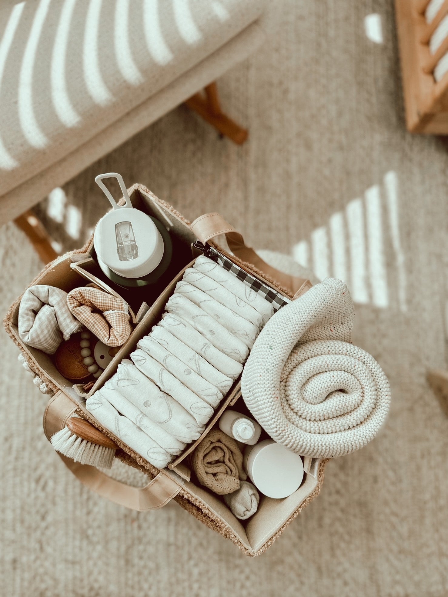 NAPPY CADDY ORGANISER - TEDDY BROWN