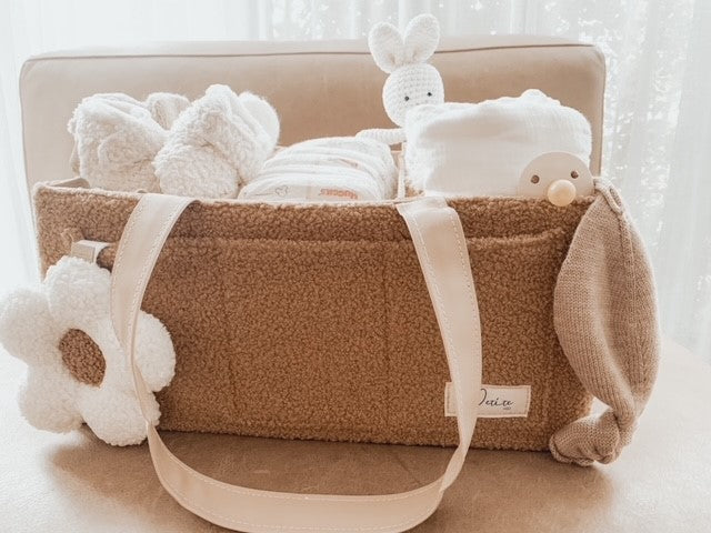 NAPPY CADDY ORGANISER - TEDDY BROWN