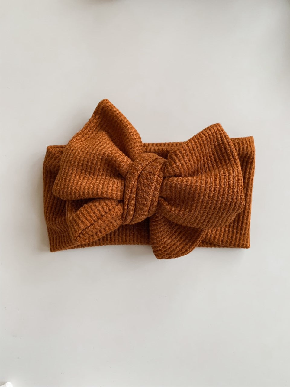 CHUNKY WAFFLE BOW HEADBAND - AMBER