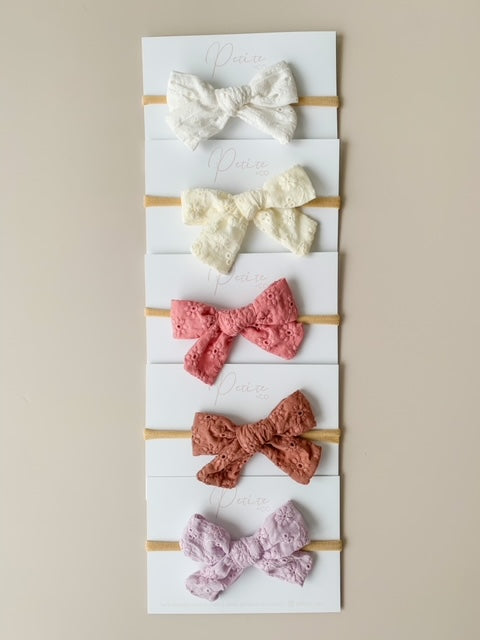 FLORAL BOW HEADBAND - WHITE
