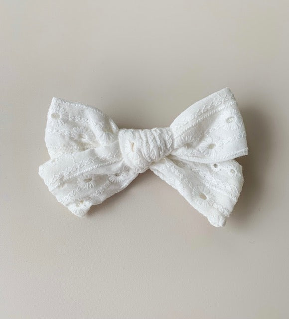 FLORAL BOW HEADBAND - WHITE