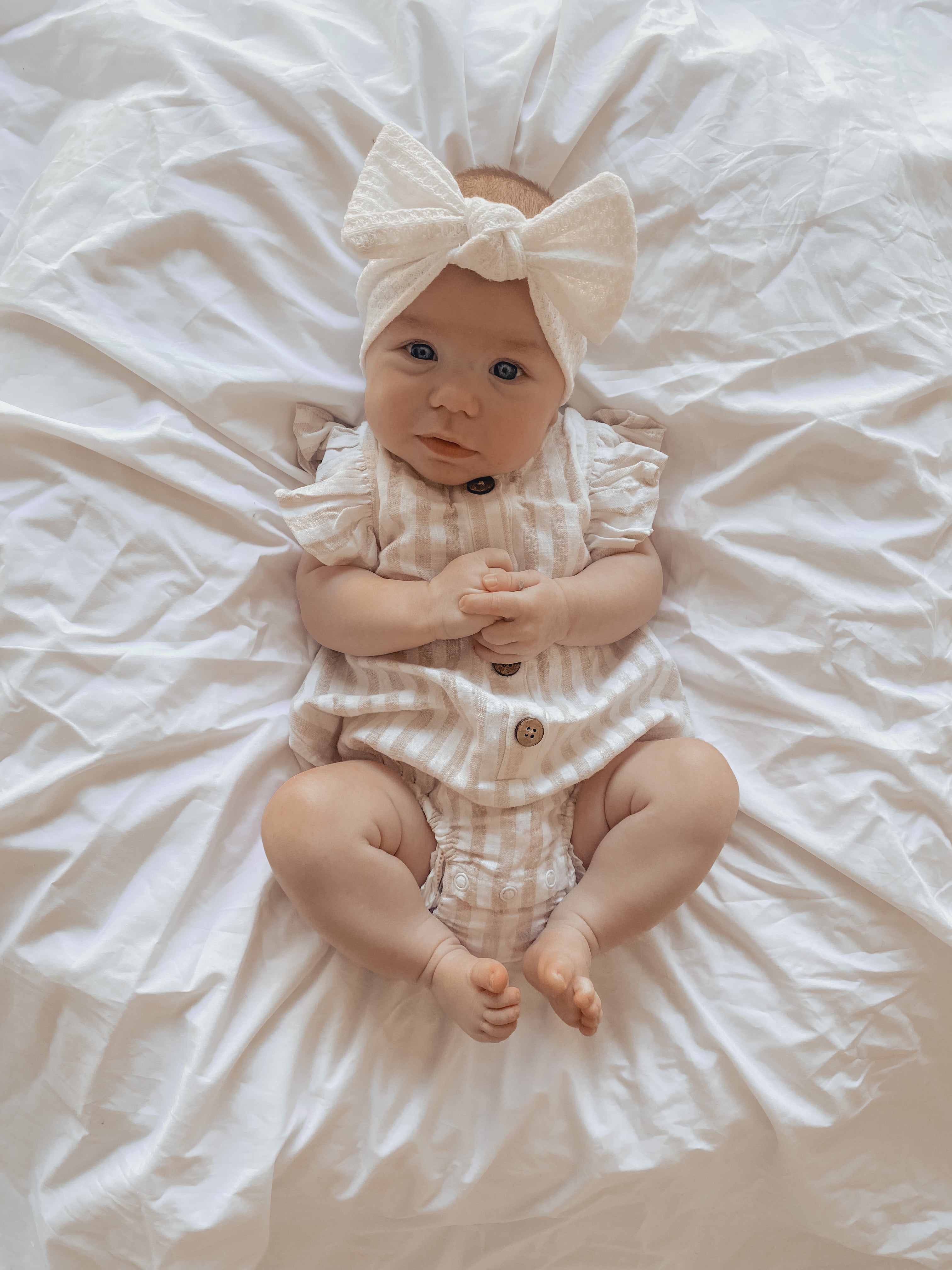 WAFFLE BOW HEADBAND - WHITE