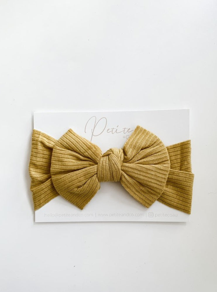 mustard baby bow headband baby girl