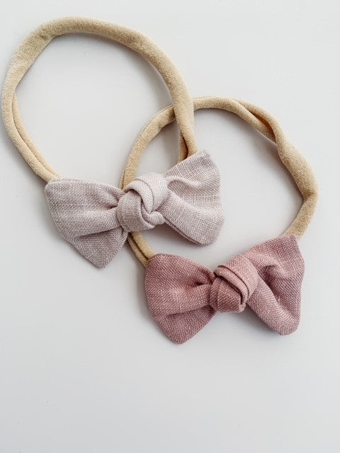 NEWBORN BOW SET - DUSTY + TAUPE