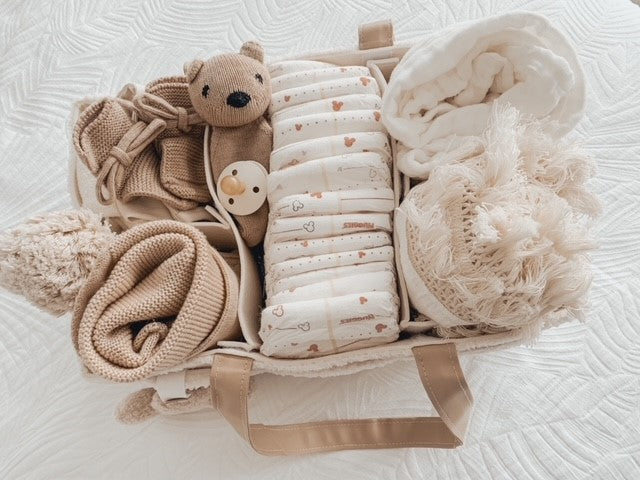 NAPPY CADDY ORGANISER - TEDDY | BEIGE HANDLES **SECONDS**
