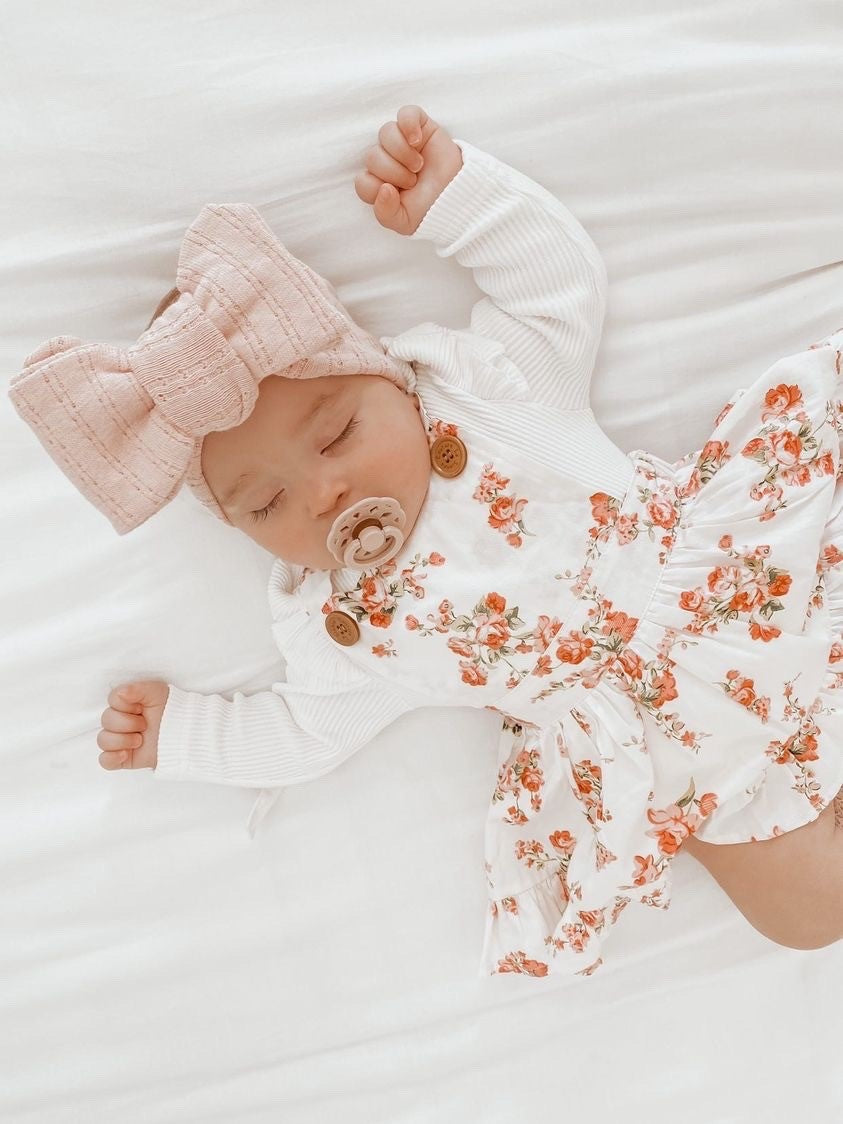 POINTELLE TOPKNOT BOW HEADBAND - ROSE