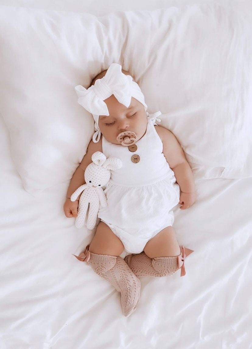 GIA COTTON RIBBED BOW HEADBAND - MILK