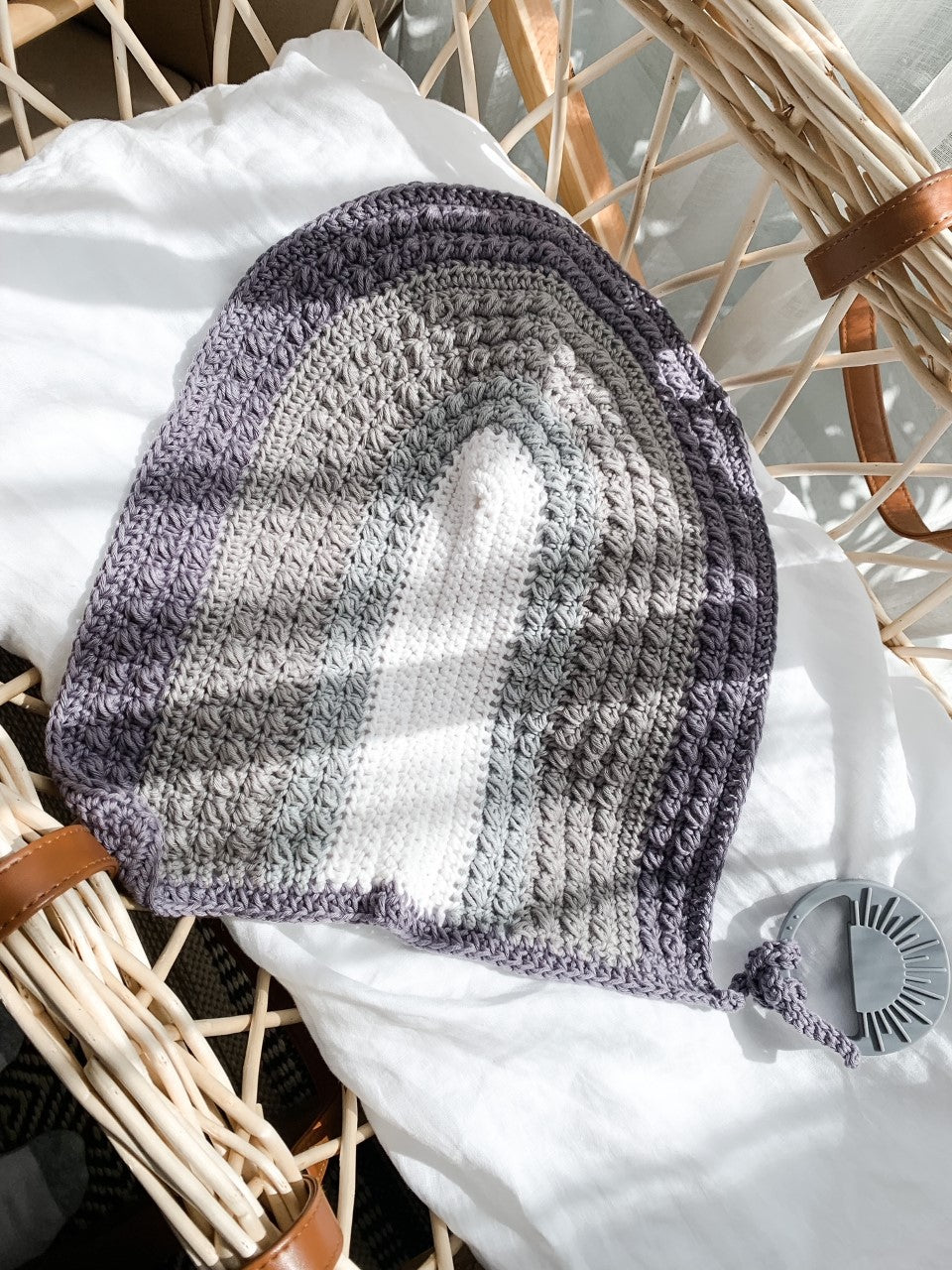 RAINBOW LOVEY / SECURITY BLANKET - PURPLE/GREY/WHITE