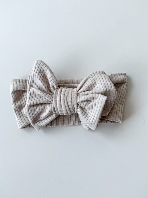 GIA COTTON RIBBED BOW HEADBAND - TAUPE