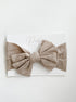 NATURAL COLOUR BABY BOW HEADBAND RIBBED