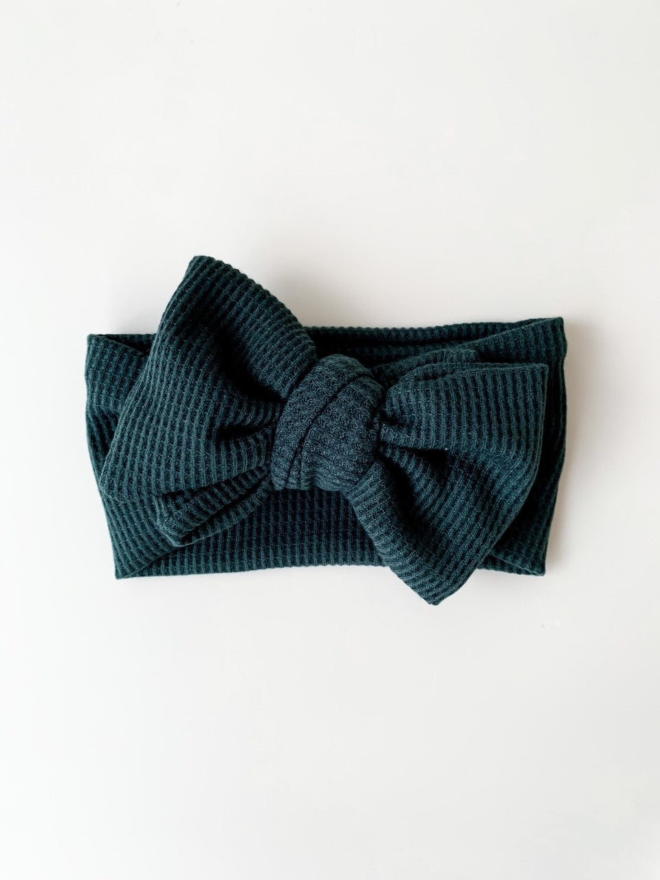CHUNKY WAFFLE BOW HEADBAND - GREEN