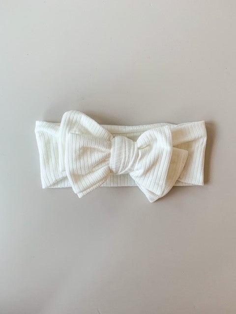 GIA COTTON RIBBED BOW HEADBAND - MILK