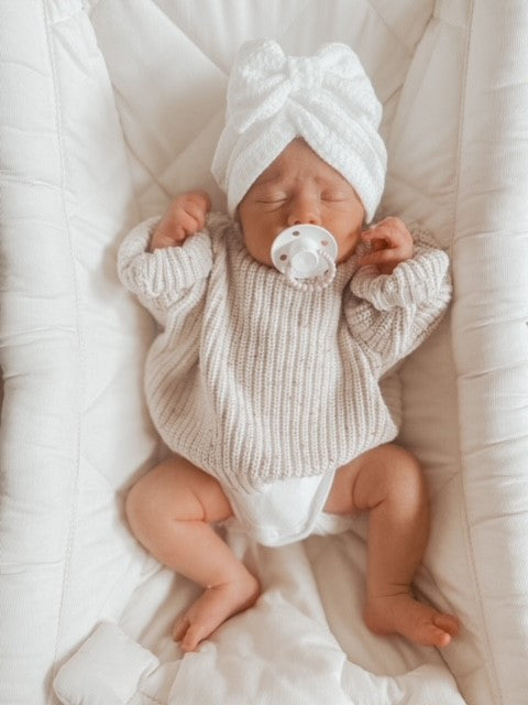 WAFFLE BOW TURBAN - WHITE