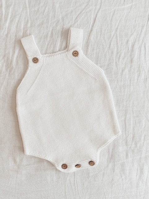COTTON KNIT ROMPER - WHITE