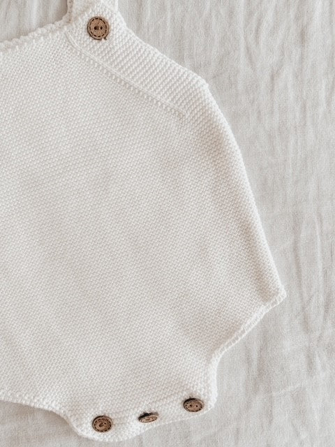 COTTON KNIT ROMPER - WHITE