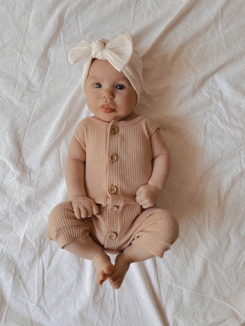 WAFFLE BOW HEADBAND - WHITE
