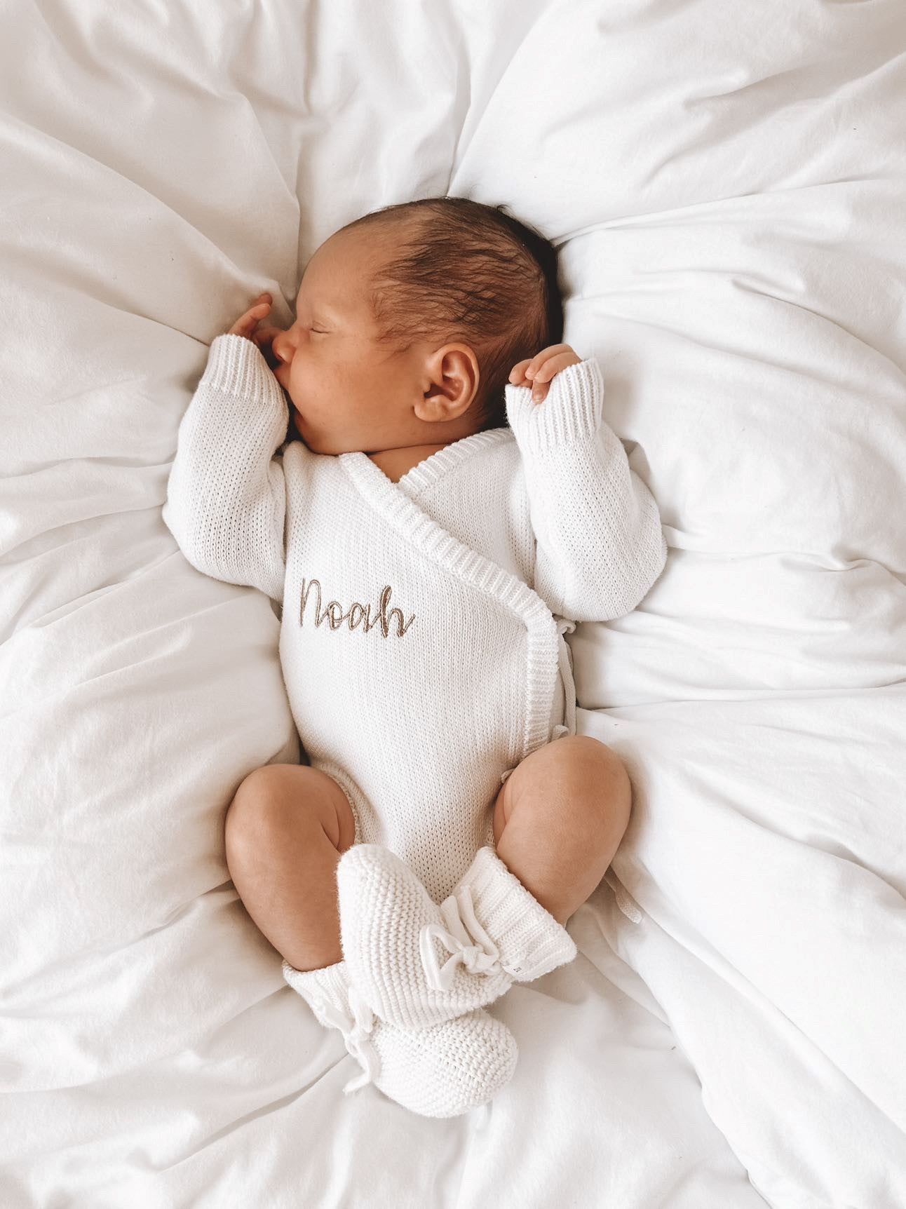 new baby personalised knit romper outfit