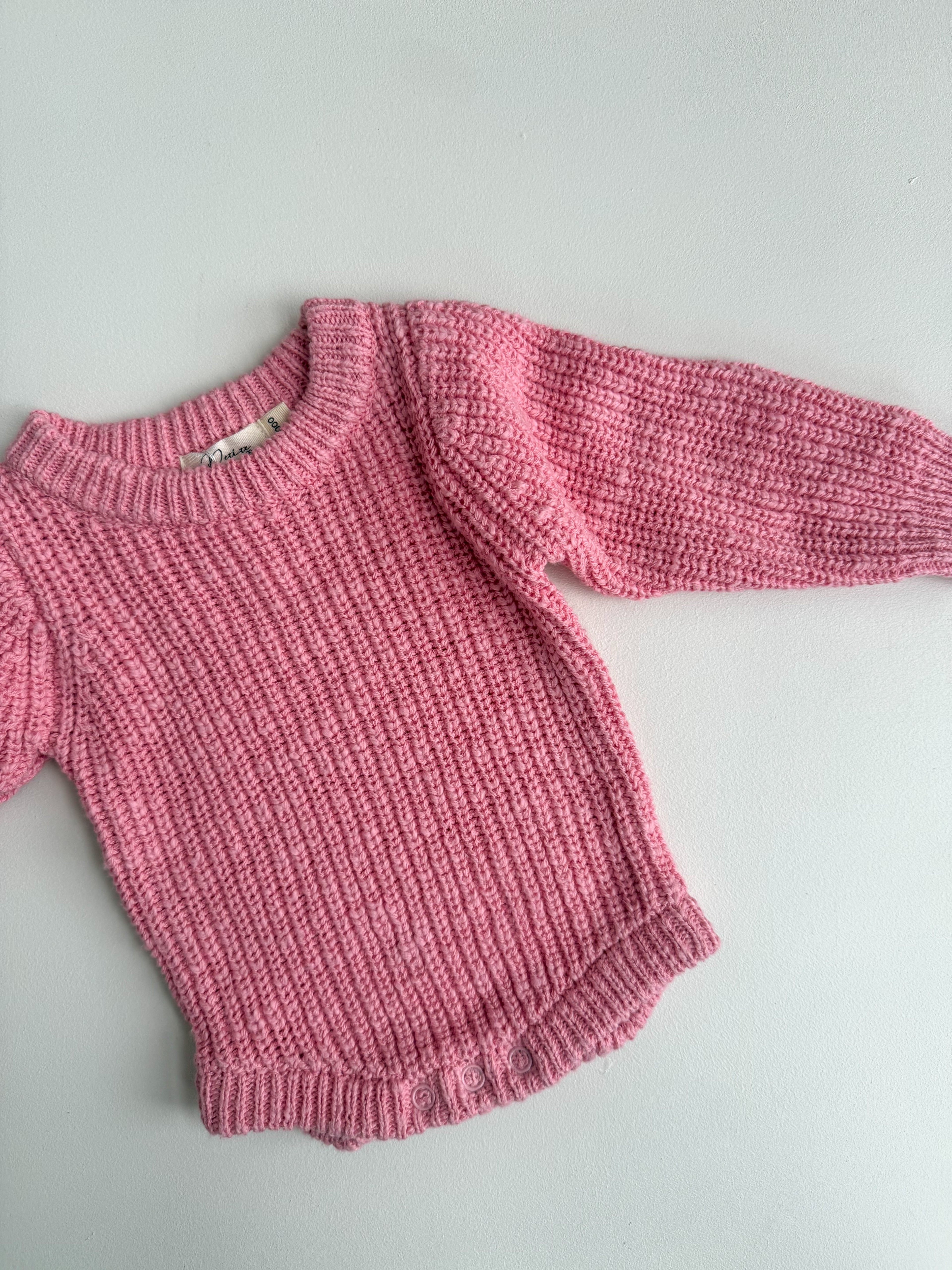 CHUNKY TEXTURED KNIT ROMPER | BALLET PINK