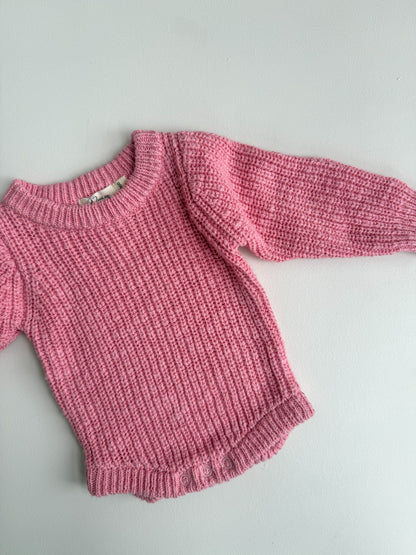 CHUNKY TEXTURED KNIT ROMPER | BALLET PINK